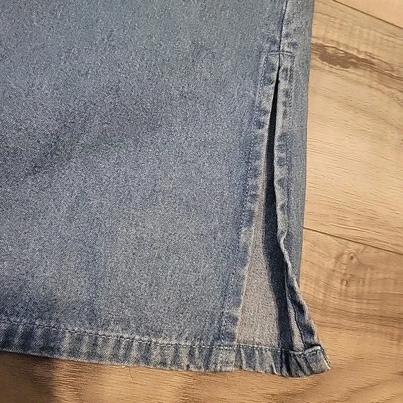 Vintage Blue J Dress Womens Size L  Blue Jean‎ Denim Embroidered Maxi Sleeveless - Picture 7 of 10